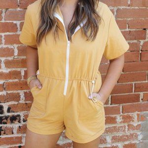 Yellow zip up romper